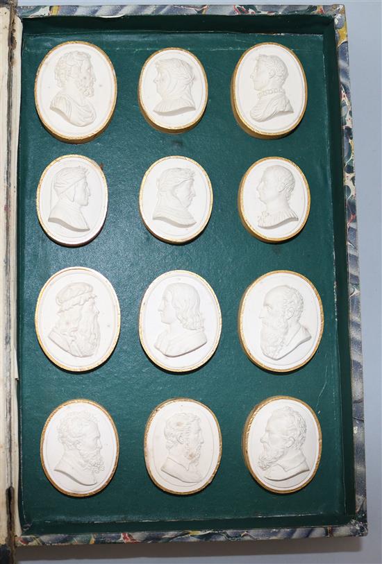 A set of twenty four early 19th century plaster gems, 10in.